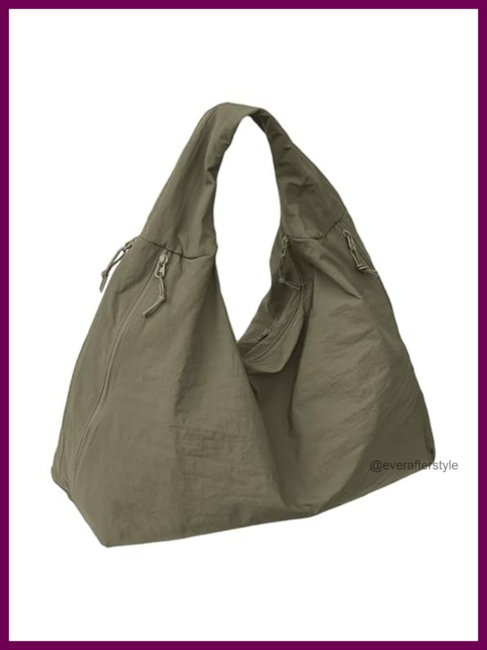 Large Slouchy Nylon Shoulder Tote Bag with Multiple Pockets for Travel Gym